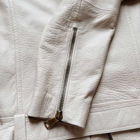 Convertible Ted Baker Valerii Leather Biker Jacket, Ivory 5 Spring Summer Jacket - Picture 14 of 17
